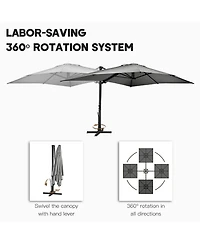 Boyel Living 10x13 ft. 360° Rotation Square Cantilever Patio Umbrella with Led Light