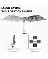 Boyel Living 10x13 ft. 360 B0; Rotation Square Cantilever Patio Umbrella with Bluetooth Speaker and Led Light