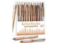 Htutwoo 12Pack Pastel Gel Ink Pen Set, 11 Pack Black Pens With 1Pack Highlighter For Writing, Retractable 0.5mm Fine Point Cute Note Taking F