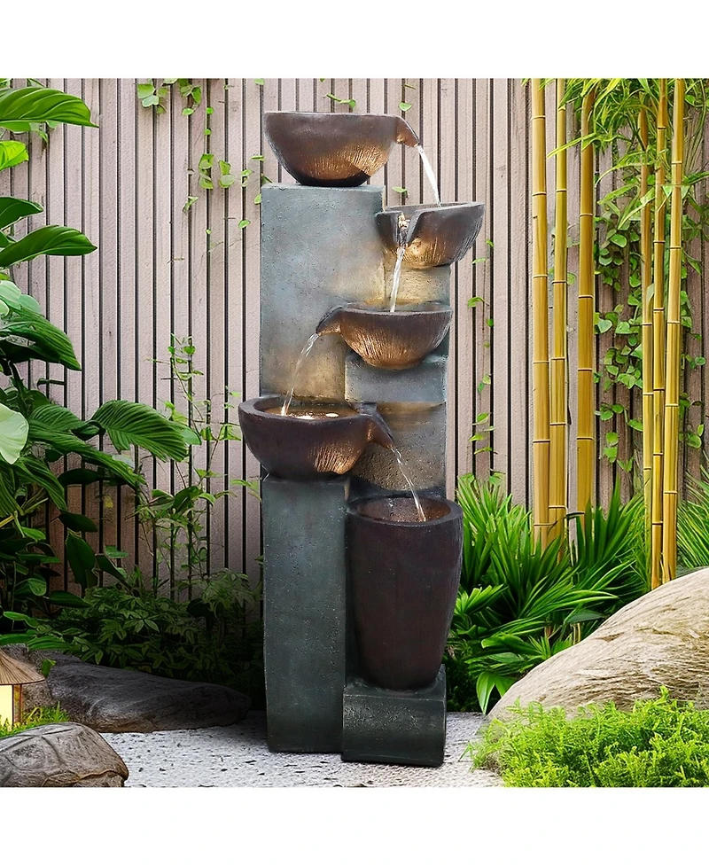 SunJet 5-Tier Cascading Indoor/Outdoor Water Fountain with Led Lights