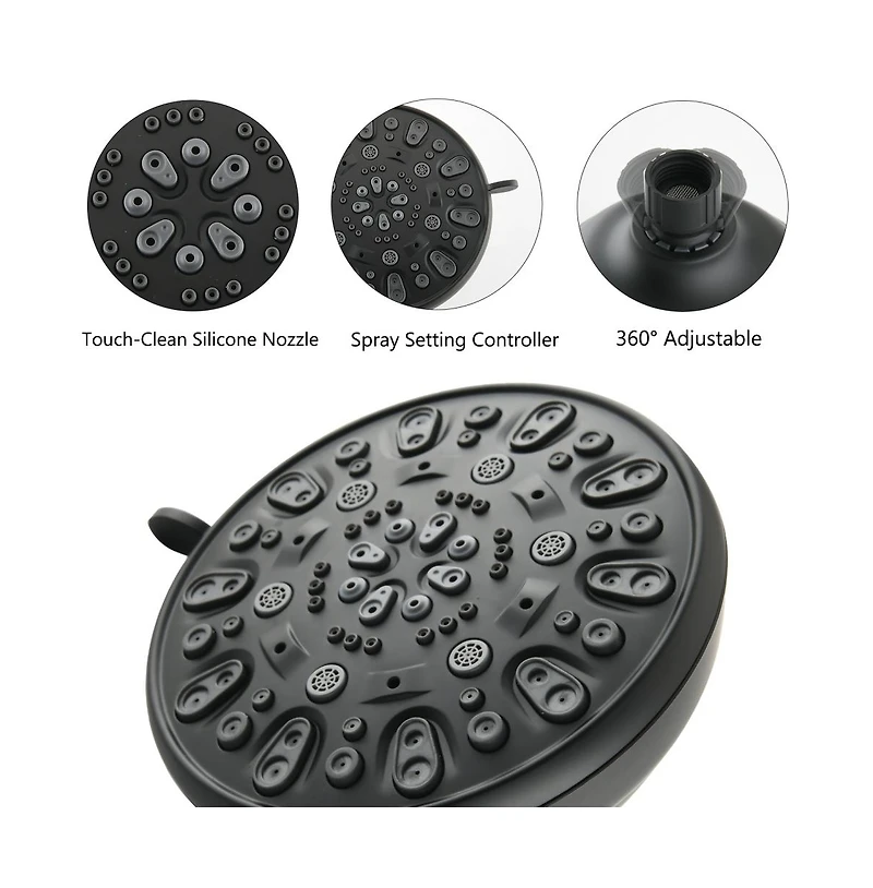 Rainsken Drill-Free Stainless Steel Slide Bar Combo Rain Showerhead 7-Setting Hand, Dual Shower Head Spa System