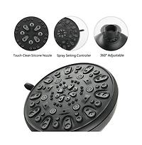 Rainsken Drill-Free Stainless Steel Slide Bar Combo Rain Showerhead 7-Setting Hand, Dual Shower Head Spa System