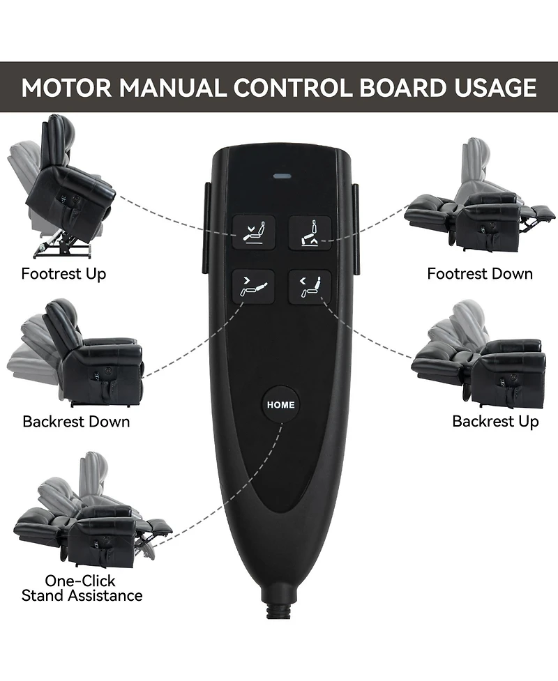Clihome Power Lift Recliner Chair Heat Massage Dual Motor Infinite Position Up to 350 Lbs Genuine Leather Heavy Duty Motion Mechanism with Usb Ports B