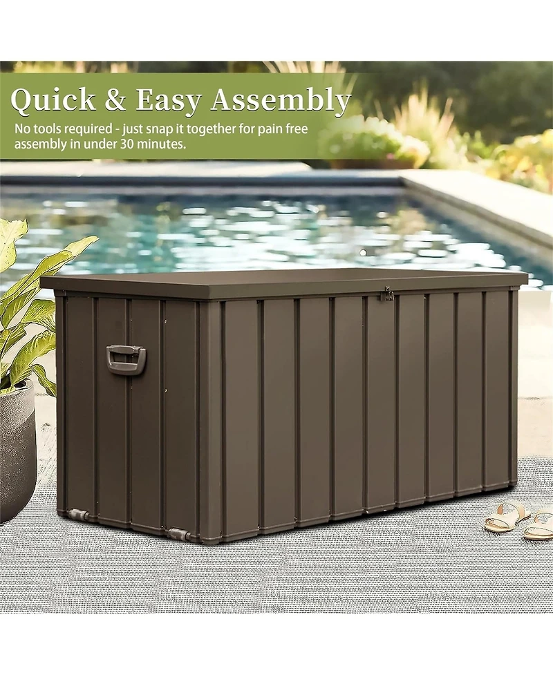 Clihome 120-Gallon Dark Brown Metal Deck Box