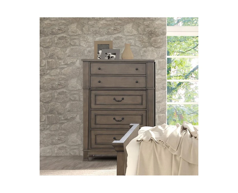Casainc Dark Walnut Chest Storage Cabinet