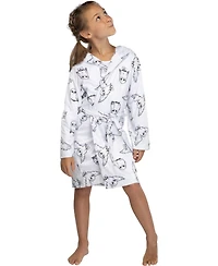 Harry Potter Girls Hedwig Owl All-Over Print Robe Soft Coverup Fleece Bathrobe