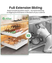 Kitstorack Pull out Cabinet Organizer, 21"Deep, 11.8"Wide Full-Extension Heavy Duty Slide out Drawers with Nano Adhesive, Roll Out Shelves S