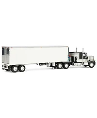 First Gear Dcp 1/64 Black Gmc General with 60in Flattop Sleeper & 40ft Vintage Reefer Trailer 60-1923