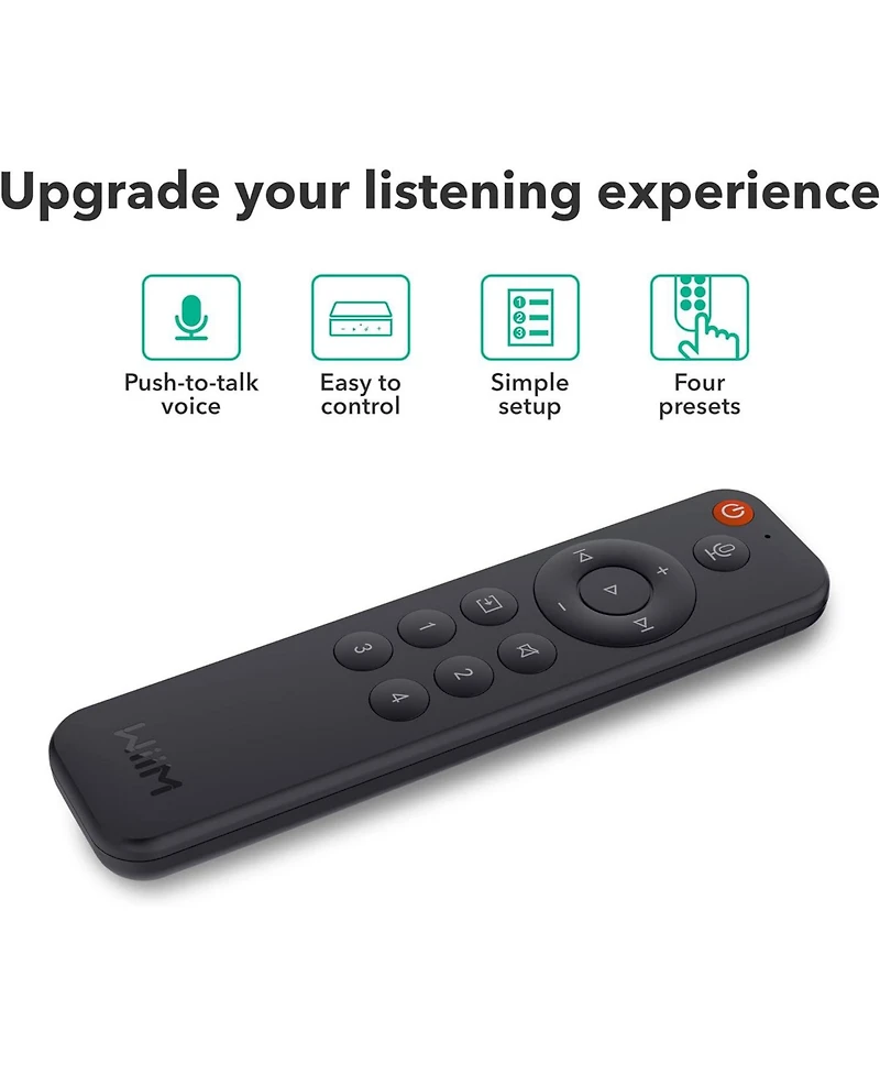 WiiM Voice Remote for WiiM Mini and Pro Audio Streamer, Push-to-Talk, 4 Music Preset Buttons