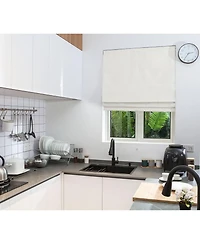 Shadisfy Polyester Pueblo Roman Blind 33x64" Pearl White