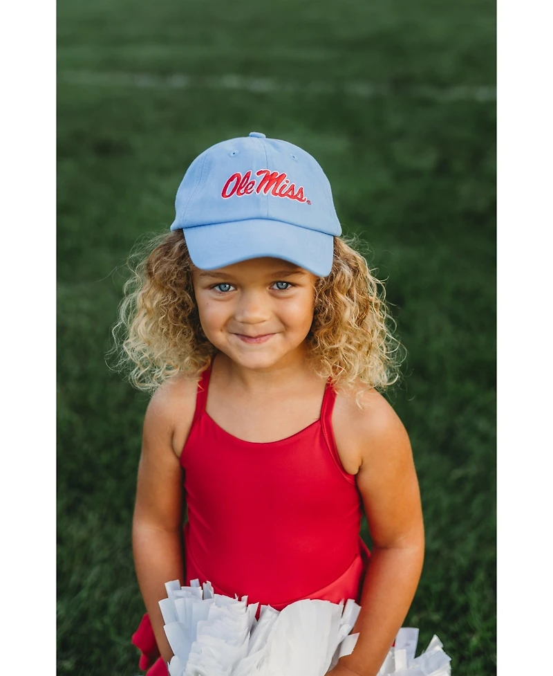 Bits & Bows Toddler Officially Licensed Ole Miss Rebels Bow Baseball Hat Powder Blue