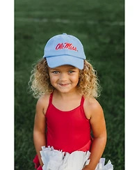 Bits & Bows Toddler Officially Licensed Ole Miss Rebels Bow Baseball Hat Powder Blue