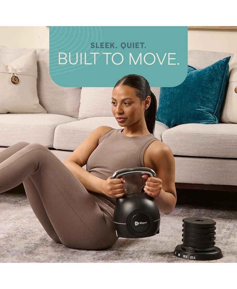 Lifepro PowerStone Adjustable Kettlebell – 3.5 to 22.5 lb 7-in-1 Weight Set with Quick-Select Dial for Full-Body Workouts