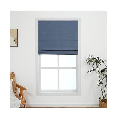 Shadisfy Cordless Chenille Velvet Blackout Roman Shade 23x64" Slate Blue