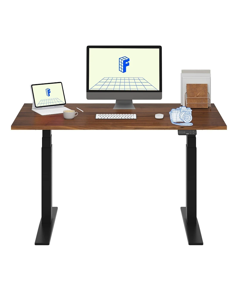 Flexispot E7-commercial 55 W Electric Adjustable Standing Desk, Black Walnut Top, Black Base