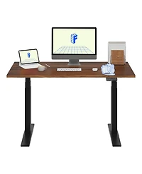 Flexispot E7-commercial 55 W Electric Adjustable Standing Desk, Black Walnut Top, Black Base