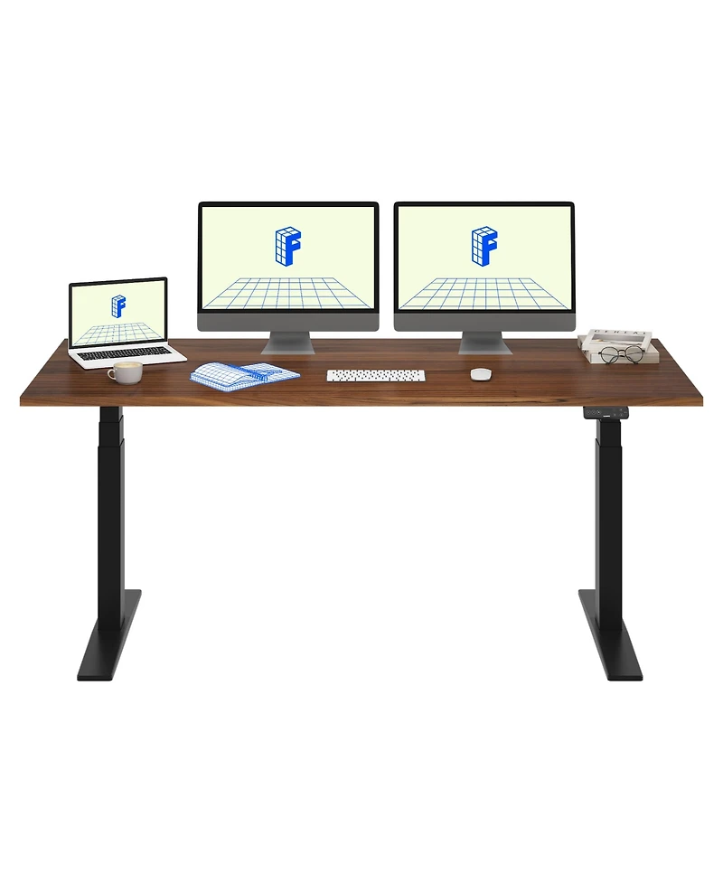 Flexispot E7-commercial W Electric Adjustable Standing Desk, Black Walnut Top