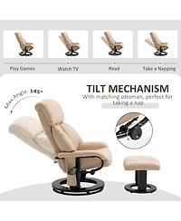 Homcom Massage Recliner Chair, Footrest, 360 Swivel Lounger w/ Ottoman,
