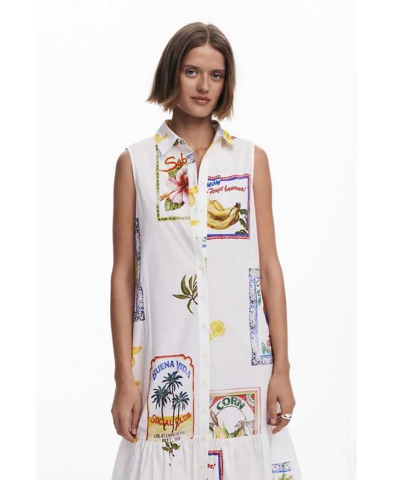 Desigual Women's Shirt dress postcards