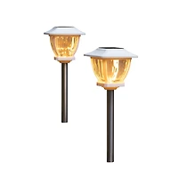 Maxsa Innovations Solar Wave Glass Style - Super Bright Path Lights 2 pack White