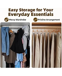 Premium Solid Lotus Wood Hangers for Pants & Skirts with Adjustable Clips Natural 25 Pack