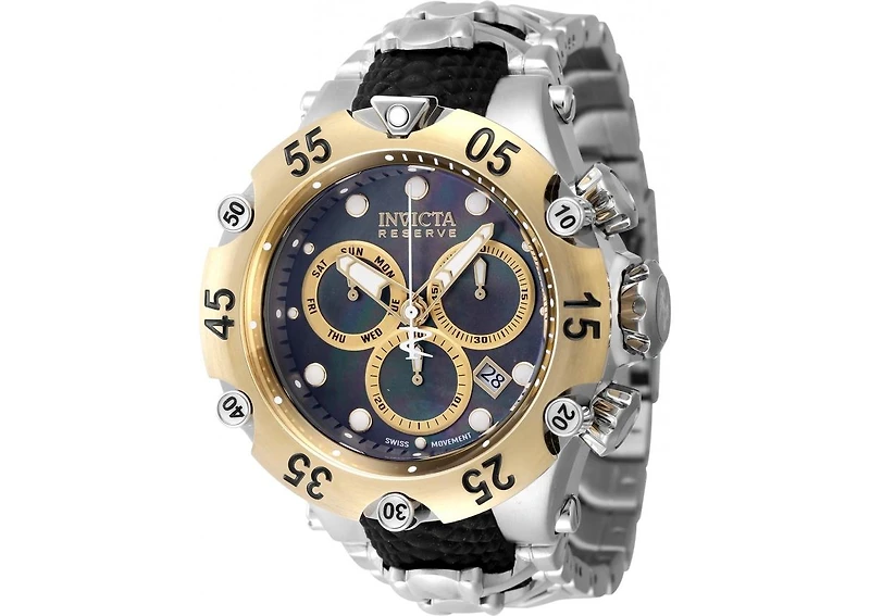 Invicta Men's 47217 Reserve Quartz Chronograph Black, Gold Dial Watch