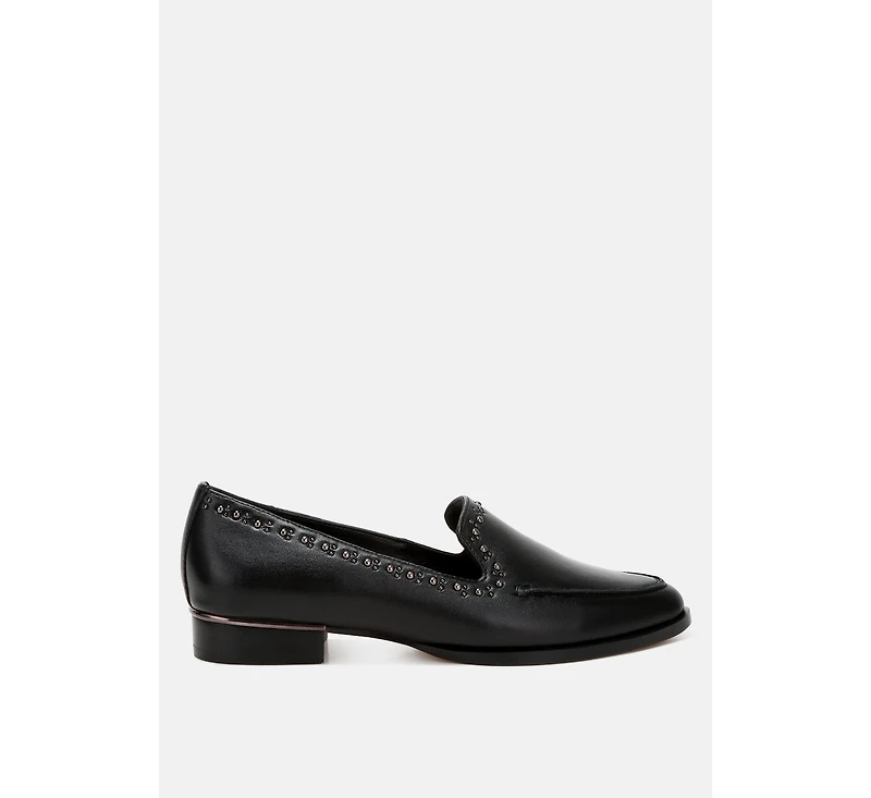 Wolferton Delicate Stud Detail Leather Loafers Women