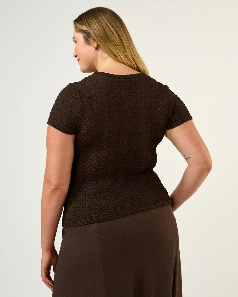 Estelle Plus Naomi Textured Mesh Top