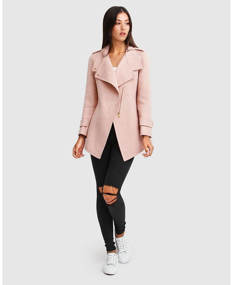 Belle & Bloom Women's Bad Girl Wool Blend Moto Coat