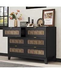 Streamdale Furniture Rustic Dresser with 6 Drawers and Metal Handles