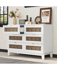 Streamdale Furniture Rustic Dresser with 6 Drawers and Metal Handles