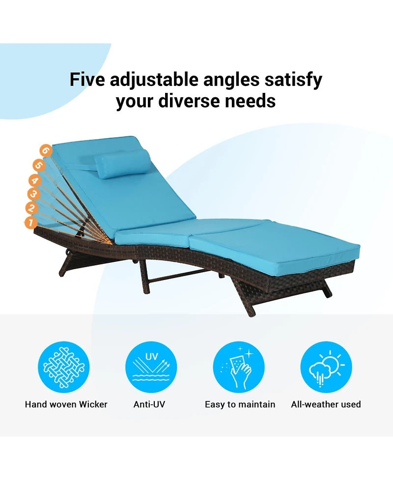 Streamdale Furniture Outdoor Wicker Reclining Lounge Chairs (Set of 2) - Beach, Pool, Garden