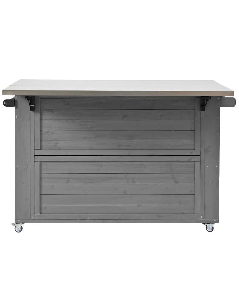 Streamdale Outdoor Kitchen Island - Fir Wood, Stainless Top