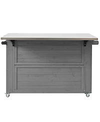 Streamdale Outdoor Kitchen Island - Fir Wood, Stainless Top