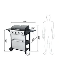 Streamdale 4-Burner Propane Bbq Grill, Foldable Table, Basket, Stainless Steel