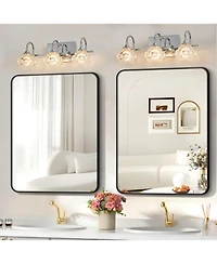 Streamdale Furniture Streamdale Brushed Nickel Finish Vintage Crystal Vanity Light - Elegant 3-Light Bathroom Mirror Fixture with Clear Glass Shades