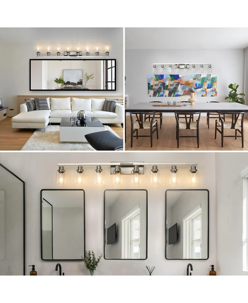 Streamdale Modern 8-Light Brushed Nickel Vanity Light with Clear Glass