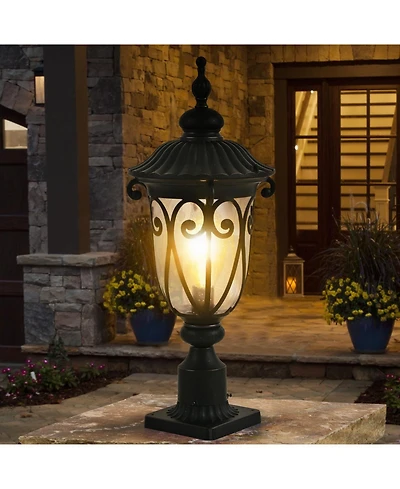 Streamdale Vintage Black Outdoor Post Lantern - Aluminum Lamp Post Light with Bubble Glass