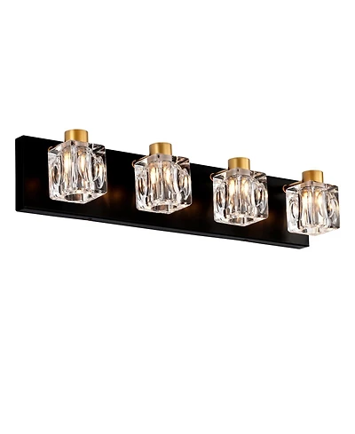 Streamdale Furniture 4-Light Black and Gold Vanity Light Fixture with Crystal Shade