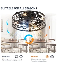 Streamdale Black Vintage Caged Ceiling Fan with Remote - 18.1", Industrial Style