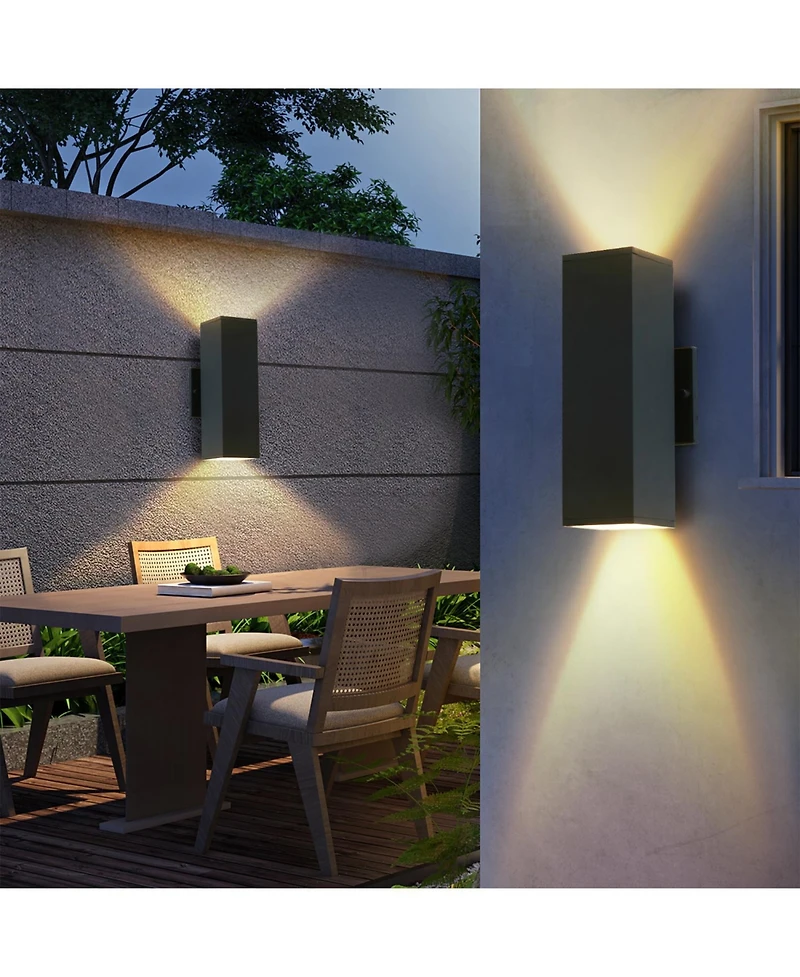 Streamdale Furniture Black Aluminum Outdoor Wall Sconce (2-Pack), Weatherproof Modern Wall Light