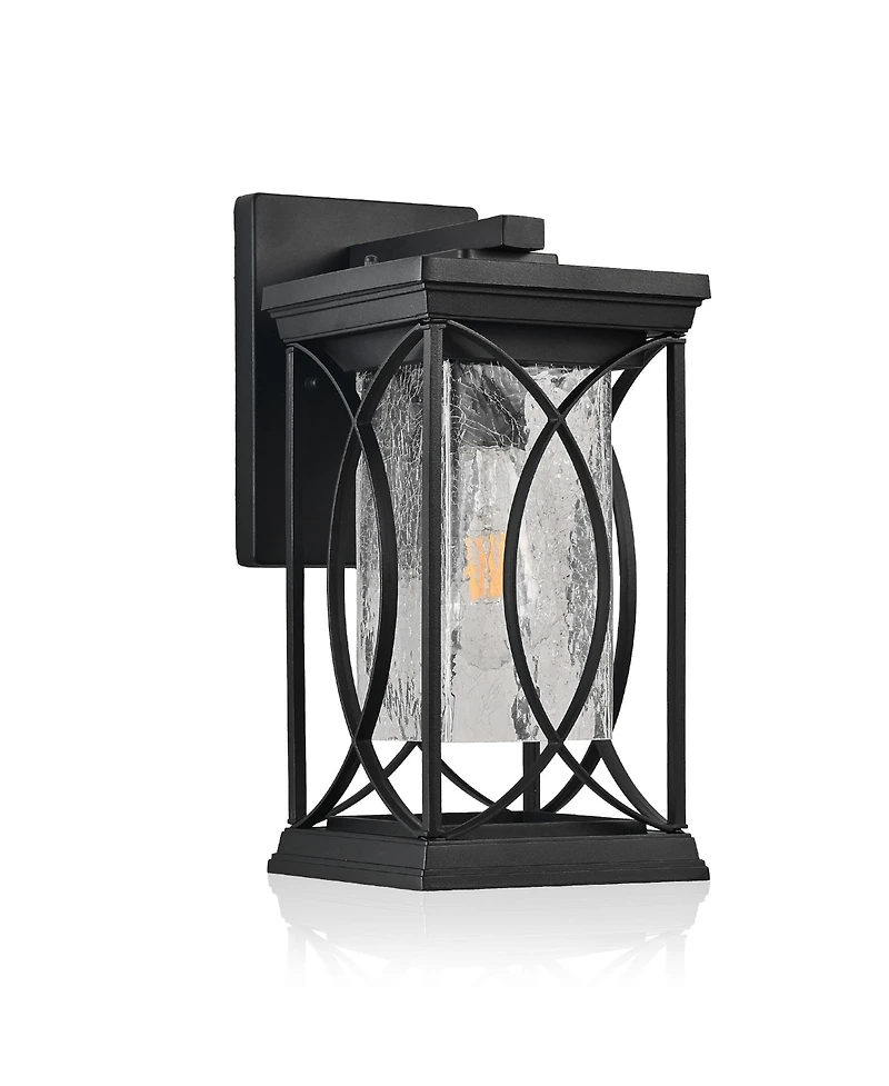 Streamdale Outdoor Wall Lantern with Crackled Glass - Modern Decorative Sconce for Porch, Patio, Entryway (Bulb Not Included)