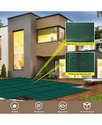 Streamdale Furniture Pool Safety Cover, 16x32' Inground, Green, with 4x8' Step, Triple Stitched Mesh