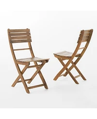 Streamdale Furniture Outdoor Acacia Wood Folding Dining Chair (Set of 2) Natural