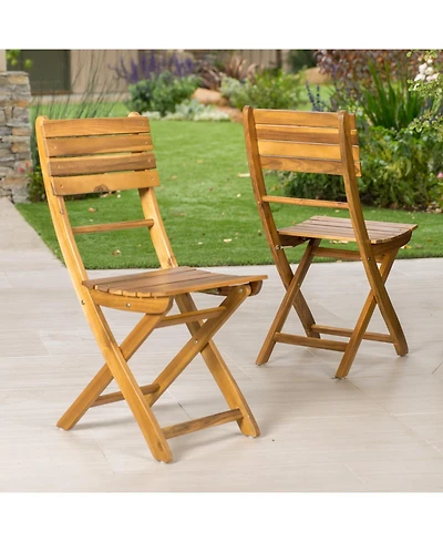 Streamdale Furniture Outdoor Acacia Wood Folding Dining Chair (Set of 2) Natural