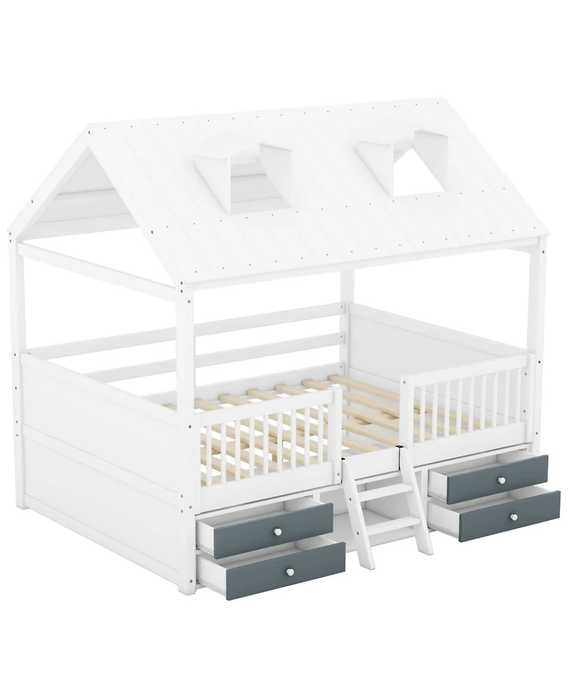 Streamdale Furniture Full Size Wood Bed House Bed Frame