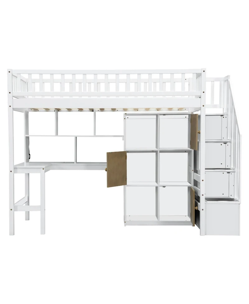 Streamdale Furniture Twin Loft Bed with Desk Storage & Stairs