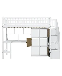 Streamdale Furniture Twin Loft Bed with Desk Storage & Stairs