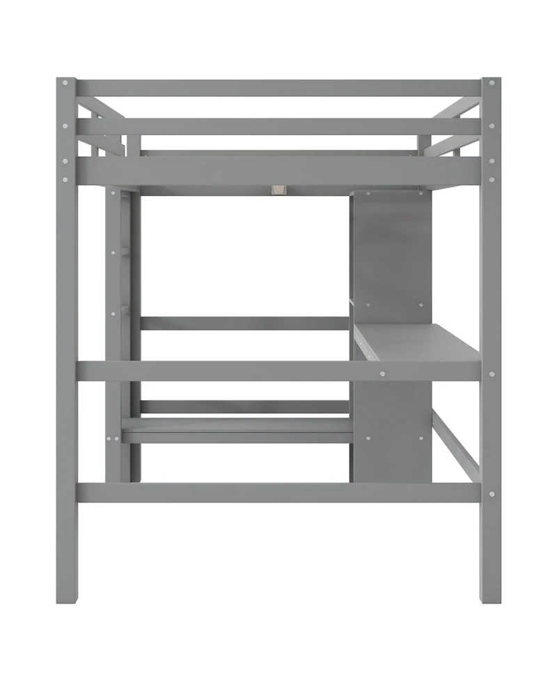 Streamdale Furniture Full Size Loft Bed with Multifunction Shelves and Under-bed Desk