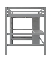 Streamdale Furniture Full Size Loft Bed with Multifunction Shelves and Under-bed Desk